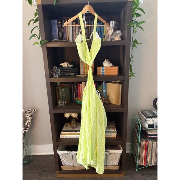 NWT For Love & Lemons Maureen Green & White Gingham Midi Dress Size Small - Picture 4 of 11